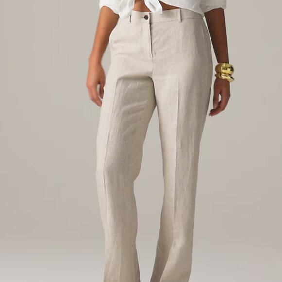 J Crew Women's Tall Harbor pant in linen Large Tan Color - Picture 3 of 10